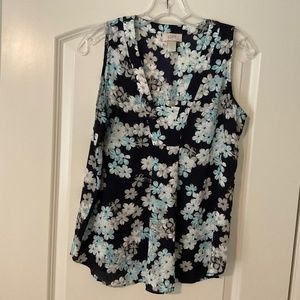 Blue floral sleeveless top